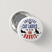 Kamala Harris Präsident 2024 Kinderlose Cat Ladys Button (Vorne & Hinten)