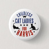 Kamala Harris Präsident 2024 Kinderlose Cat Ladys Button (Vorderseite)