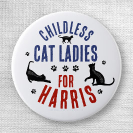 Kamala Harris Präsident 2024 Kinderlose Cat Ladys Button