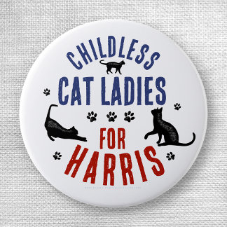 Kamala Harris Präsident 2024 Kinderlose Cat Ladys Button