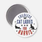 Kamala Harris Präsident 2024 Kinderlose Cat Ladys Magnet (Vorderseite/Rückseite)