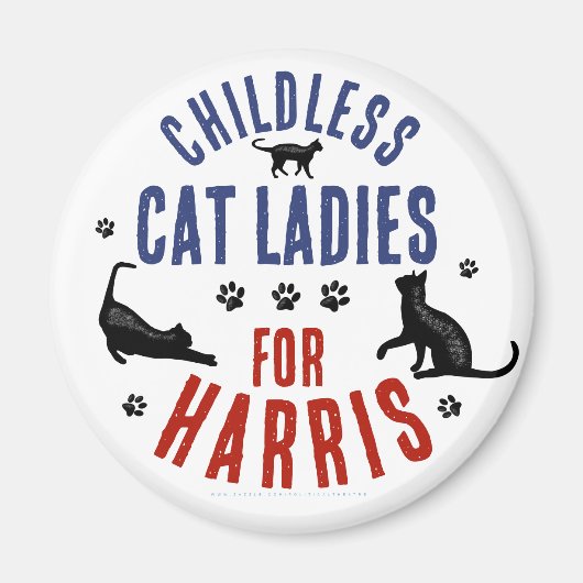 Kamala Harris Präsident 2024 Kinderlose Cat Ladys Magnet (Vorne)