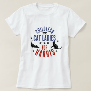 Kamala Harris Präsident 2024 Kinderlose Cat Ladys T-Shirt
