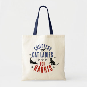Kamala Harris Präsident 2024 Kinderlose Cat Ladys Tragetasche