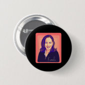 Kamala Harris Präsidentin Pop Art Portrait Button (Vorne & Hinten)