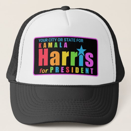 Kamala Harris Pride 2024 Merchandise Personalisier Truckerkappe (Vorderseite)