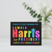 Kamala Harris Pride 2024 Party zur Demokratisierun Postkarte (Stehend Vorderseite)