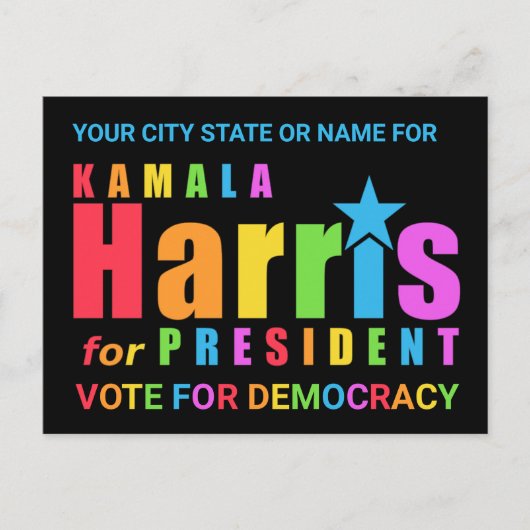 Kamala Harris Pride 2024 Party zur Demokratisierun Postkarte (Vorderseite)