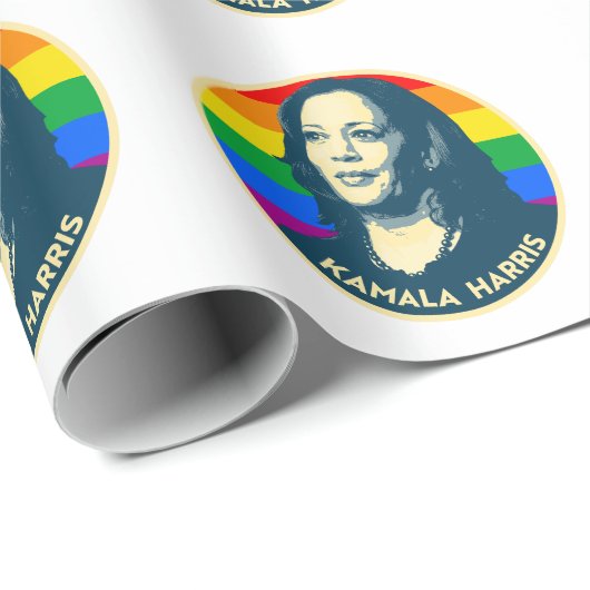 KAMALA HARRIS PRIDE ABZEICHEN GESCHENKPAPIER (Rolleneckpunkt)