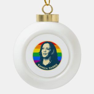 KAMALA HARRIS PRIDE ABZEICHEN KERAMIK Kugel-Ornament