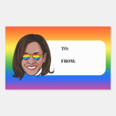 Kamala Harris Pride Holiday Rechteckiger Aufkleber (Vorderseite)
