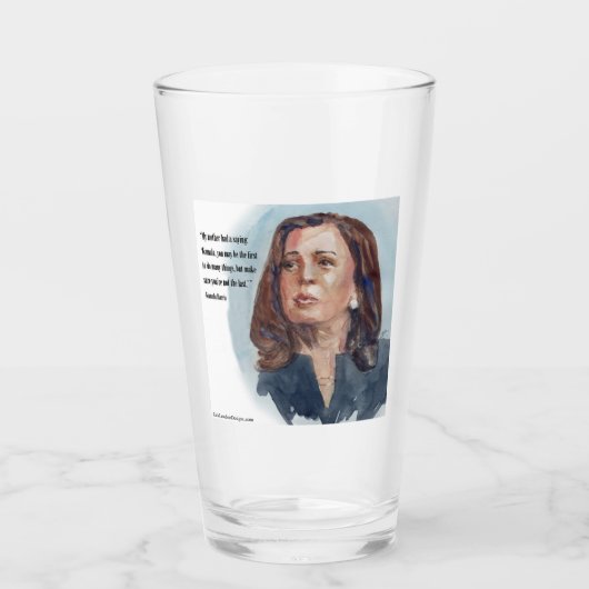 Kamala Harris & Quote Glas (Vorderseite)