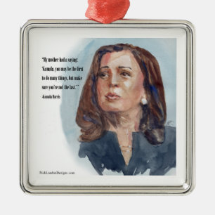 Kamala Harris & Quote Ornament Aus Metall