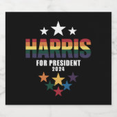 Kamala Harris Rainbow Gay Pride LGBT Election 2024 Bierflaschenetikett (Einzelnes Label)