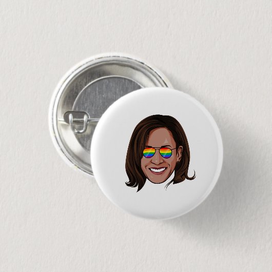 Kamala Harris Rainbow Sunglasses Button (Vorne & Hinten)