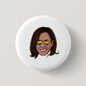 Kamala Harris Rainbow Sunglasses Button (Vorderseite)