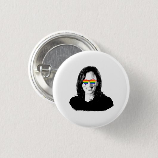 Kamala Harris Rainbow Sunglasses Button (Vorne & Hinten)