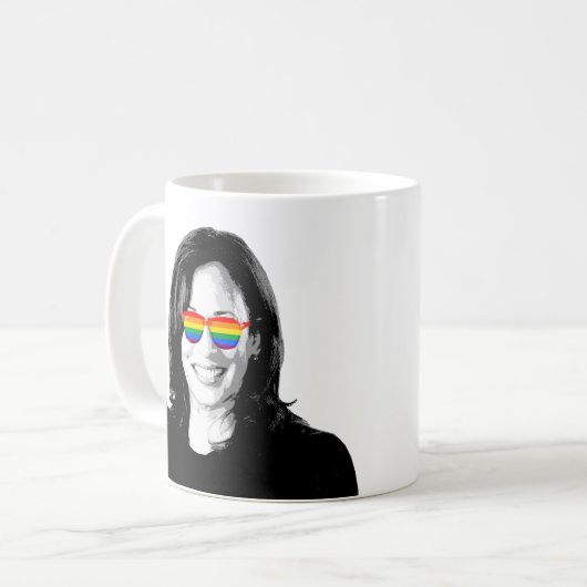 Kamala Harris Rainbow Sunglasses Kaffeemaschine Ta Kaffeetasse (Vorderseite Links)