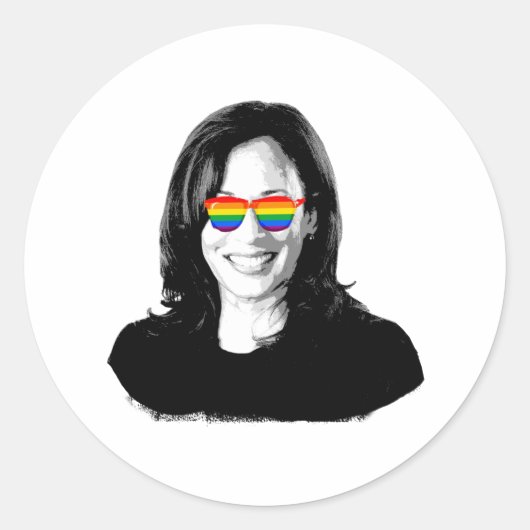 Kamala Harris Rainbow Sunglasses Runder Aufkleber (Vorderseite)