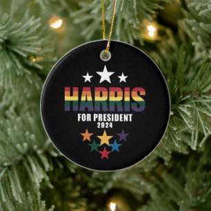 Kamala Harris Regenbogen Schwulen Stolz LGBT Wahl  Keramik Ornament
