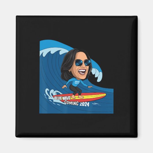 Kamala Harris reiten Surfbrett auf einer blauen We Magnet (Vorne)