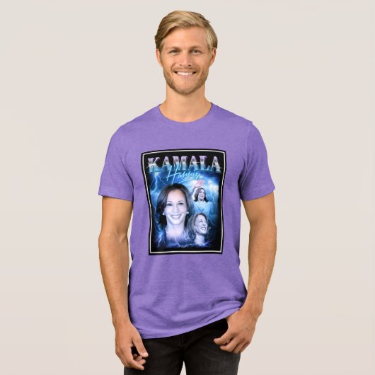 Kamala Harris Retro 90er Stil Tri-Blend Shirt (Vorderseite voll)