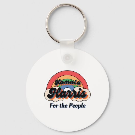 Kamala Harris Retro Rainbow Design Schlüsselanhänger (Vorderseite)