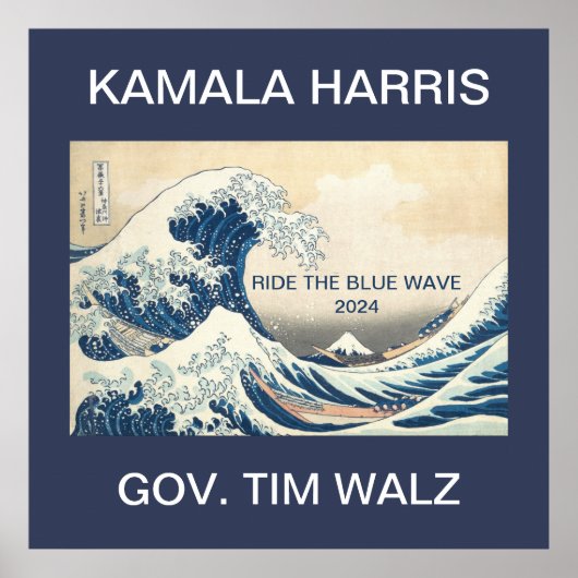 KAMALA HARRIS RIDE THE BLAUE WAVE 2024 POSTER (Vorne)