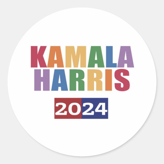 Kamala Harris. Runder Aufkleber (Vorderseite)