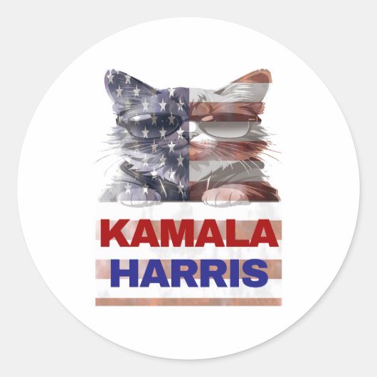 Kamala Harris. Runder Aufkleber (Vorderseite)