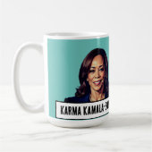 Kamala Harris sagt, sperre Trump auf Kaffeetasse (Links)