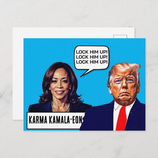 Kamala Harris sagt, sperre Trump auf Postkarte (Vorne/Hinten)