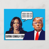 Kamala Harris sagt, sperre Trump auf Postkarte (Vorderseite)