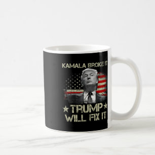 Kamala Harris schlug, Trump werde die US-Flagge re Kaffeetasse