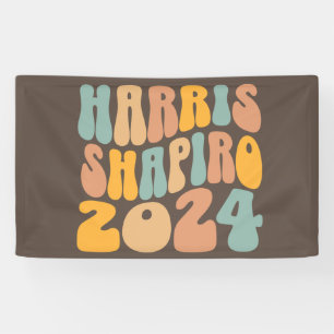 Kamala Harris Shapiro Wavy Text Retro Trendy Banner