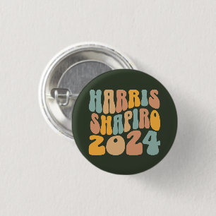 Kamala Harris Shapiro Wavy Text Retro Trendy Button