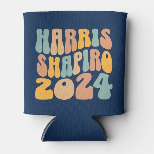 Kamala Harris Shapiro Wavy Text Retro Trendy Dosenkühler (Vorderseite)