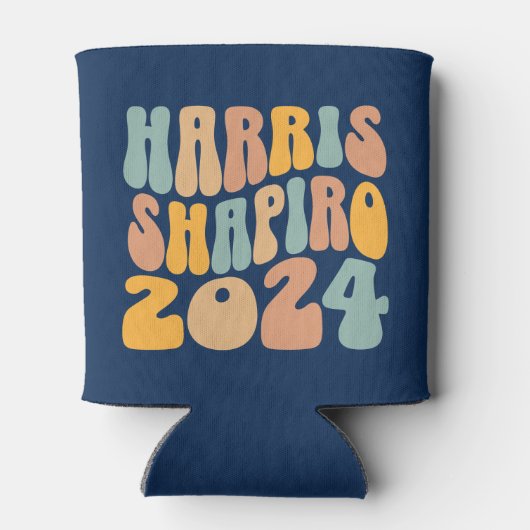 Kamala Harris Shapiro Wavy Text Retro Trendy Dosenkühler (Rückseite)