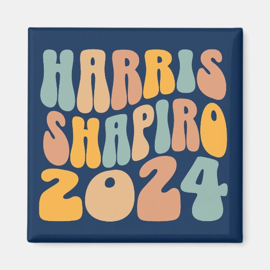 Kamala Harris Shapiro Wavy Text Retro Trendy Magnet (Vorne)
