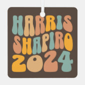 Kamala Harris Shapiro Wavy Text Retro Trendy Ornament Aus Metall (Rückseite)