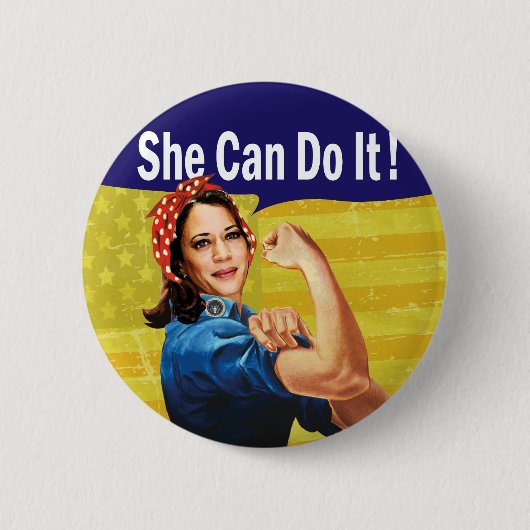 Kamala Harris Sie kann es tun! Button (Vorderseite)