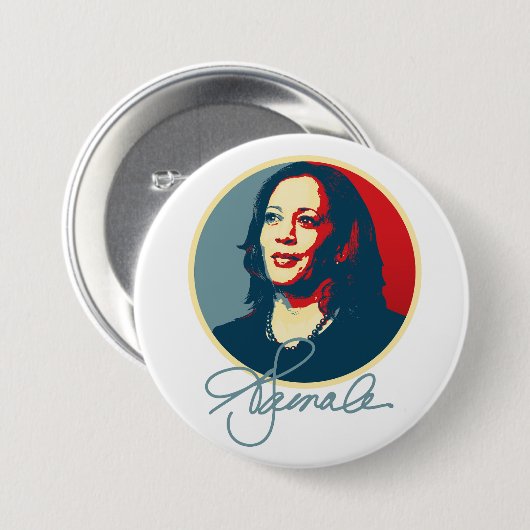 Kamala Harris Signature Portrait Button (Vorne & Hinten)