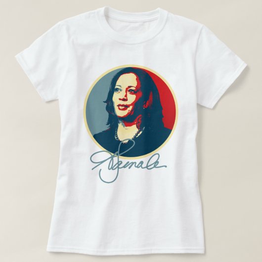 Kamala Harris Signature Portrait T-Shirt (Design vorne)