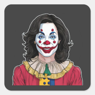 Kamala Harris Spooky Halloween Clownwahl 2024 Quadratischer Aufkleber