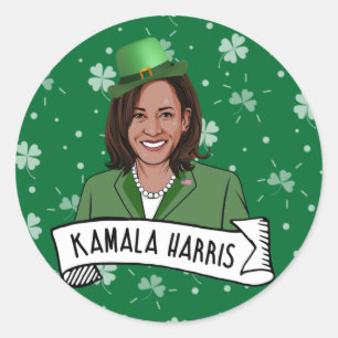 Kamala Harris St. Patrick's Day Runder Aufkleber