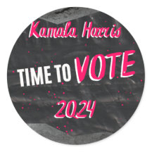 Kamala Harris Sticker. Dunkel mit rosa Schriftart.