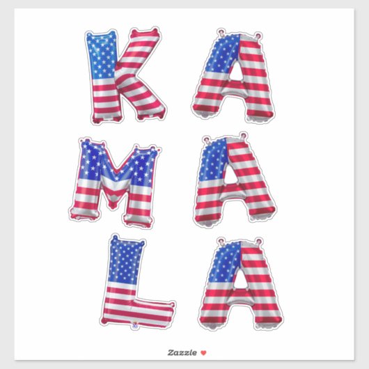 Kamala Harris Supporter USA Flag Balloon Alphabets Aufkleber (Blatt)