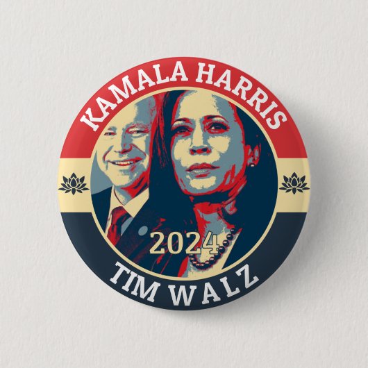 Kamala Harris Tim Walz 2024 Button (Vorderseite)