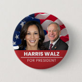 Kamala Harris Tim Walz 2024 Button (Vorderseite)