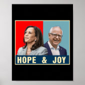 Kamala Harris Tim Walz 2024 Hoffnung und Freude Poster (Vorne)